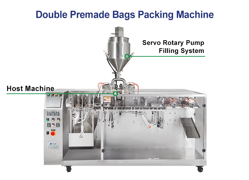 Horizontal double premade bags Coffee Concentrate/liguid packing machine